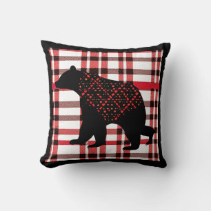 Coussin Norwood Rustique Ours Noir Silhouette Sur Plaid