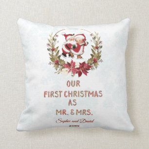 Coussin Nos premiers flocons de neige Poinsettia