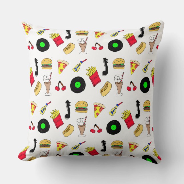 Coussin Nostalgic culinaire des années 1950 (Recto)