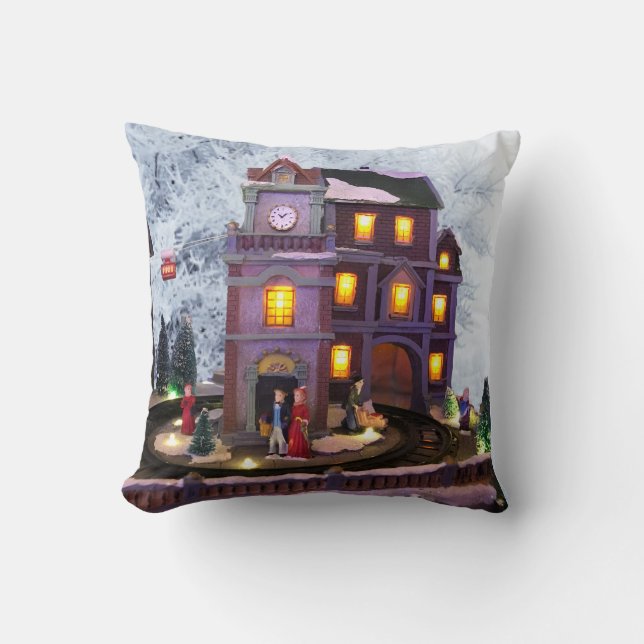 Coussin Nostalgique Maison à l'ancienne contre scène de ne (Recto)