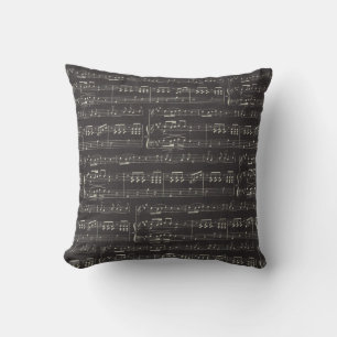 Coussin note de musique noire vintage Motif Musicien