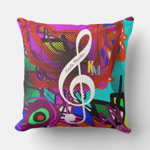 Coussin note de musique sur abstrait