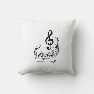 Coussin Notes de musique avec clé de sol sur portée