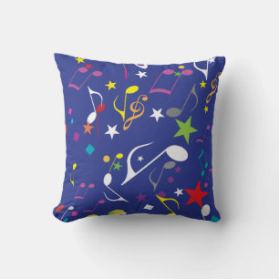 Coussin Notes de musique colorée sur le bleu