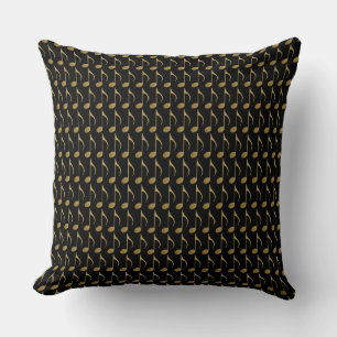 Coussin notes de musique or et noir