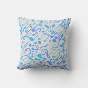 Coussin Notes et symboles musicaux Motif blue.b Off White