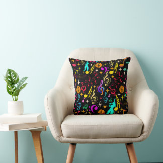 Coussin Notes musicales vibrantes motif