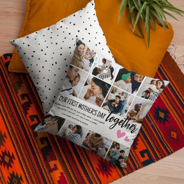 Coussin Notre 1ère Fête des Mères ! Collage de photos (Créateur téléchargé)