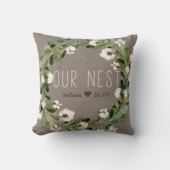 Coussin Notre guirlande personnalisée naturelle de coton (Recto)