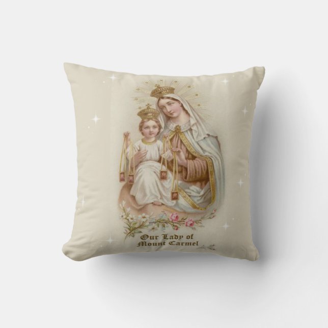 Coussin Notre Madame du mont Carmel avec le bébé Jésus (Recto)