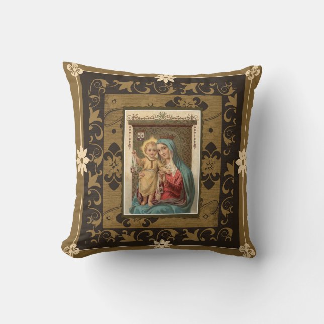 Coussin Notre Madame du mont Carmel avec le bébé Jésus (Recto)