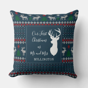 Coussin Notre premier Noël en tant que M. et Mme Personnal