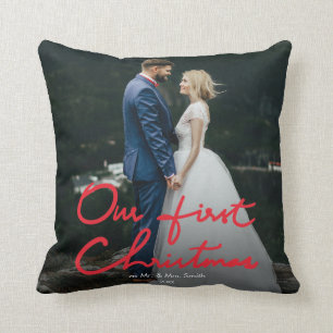 Coussin Notre premier Noël en tant que M. & Mme Photo Ma