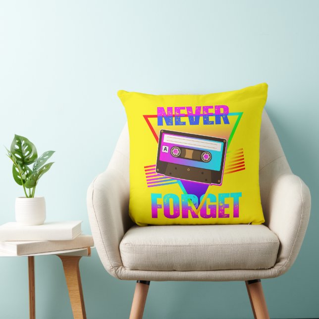 Coussin N'oubliez jamais le magnétophone à cassette rétro (Chaise)