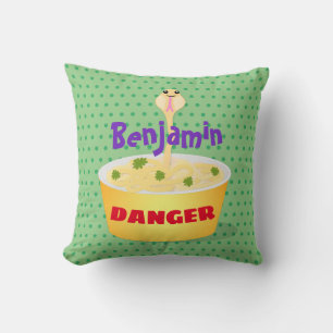 Coussin Nouilles amusantes humour serpent dessin de dessin