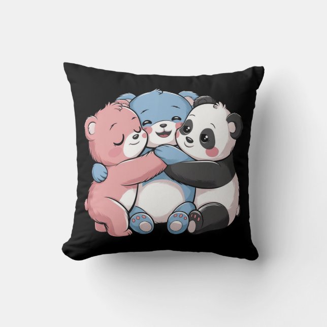 Coussin Nounours mignons avec Panda (Recto)