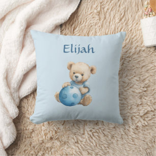 Coussin Nounours ourson avec balle bleue