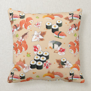 Coussin Nourriture japonaise : Motif 3 de sushi
