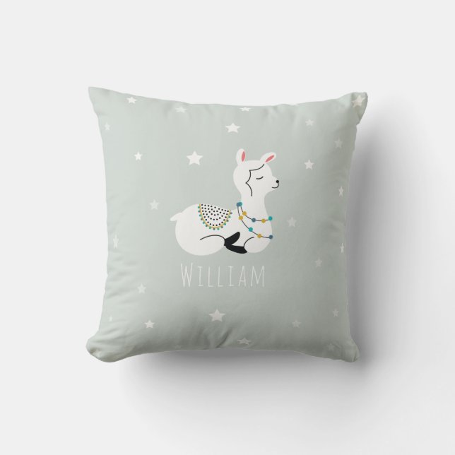 Coussin Nourriture pour garçons Bleue Llama Stars (Recto)