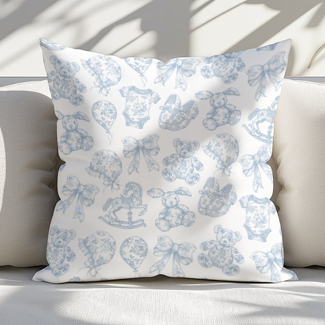 Coussin Nourriture vintage de Toile Bleue de Jouy (Créateur téléchargé)