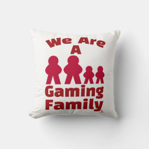 Coussin Nous sommes une famille de joueurs amusante Meeple