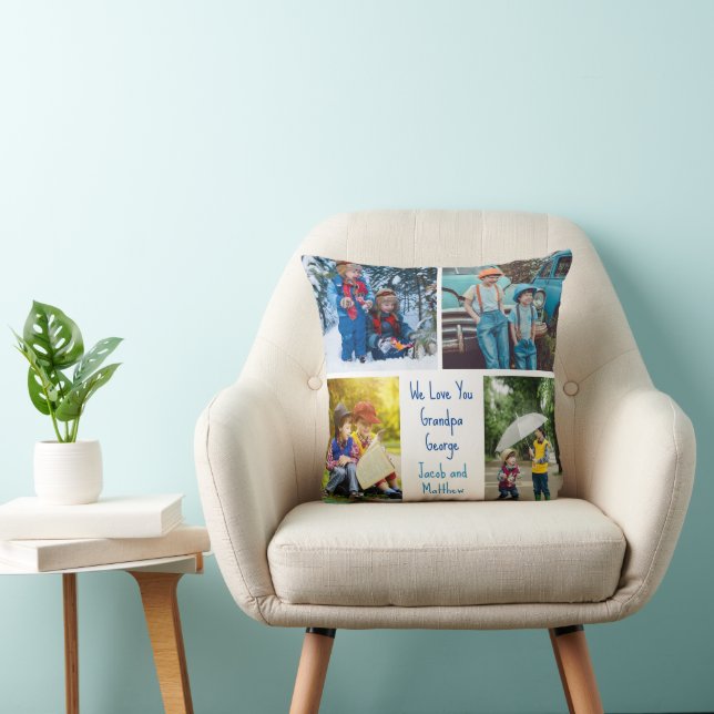 Coussin Nous t'aimons Grand-Père Petits-Enfants Collage Ph (Chaise)