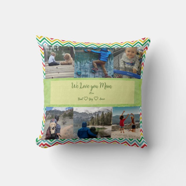 Coussin Nous Vous Aimons, Maman Personnalisée 6 Grille Pho (Recto)