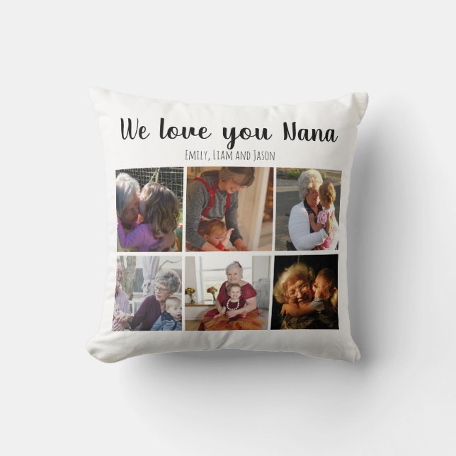 Coussin Nous vous aimons nana photo collage texte personna (Recto)