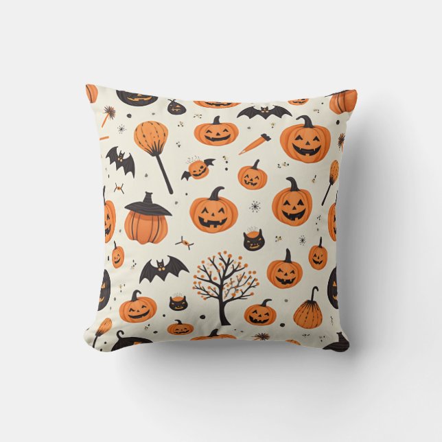 Coussin Nous vous donnons un heureux Halloween. (Recto)
