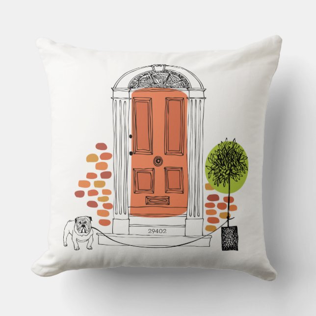 Coussin Nouveau Domicile Code zip Nom Adresse Porte Chien  (Recto)