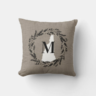 Coussin Nouveau Hampshire Rustique Wreath Monogramme Jeu d