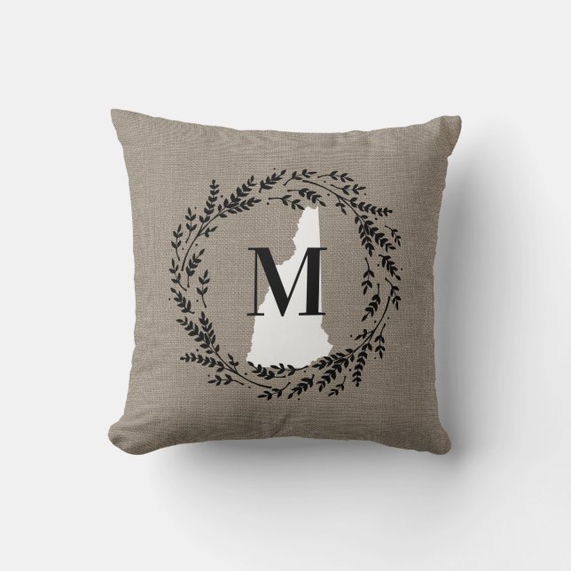 Coussin Nouveau Hampshire Rustique Wreath Monogramme Jeu d (Recto)