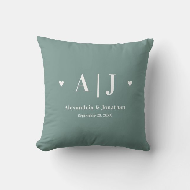 Coussin Nouveau Monogramme Sage Green Keepsaké (Recto)