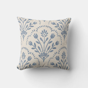 Coussin Nouveau motif à coquilles florales bleues de ferme