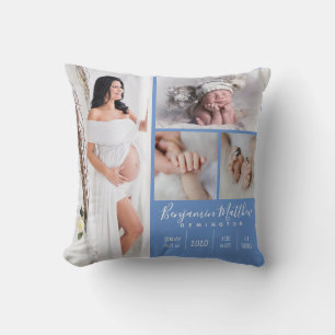 Coussin Nouveau-né bébé garçon photo Keepsaké bleu