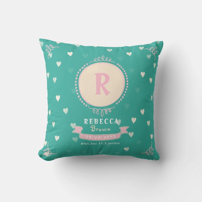 Coussin Nouveau-né fille personnalisée gardiens de bébé fa (Recto)
