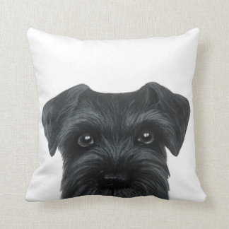 Coussin Nouveau Schnauzer noir, peinture originale et