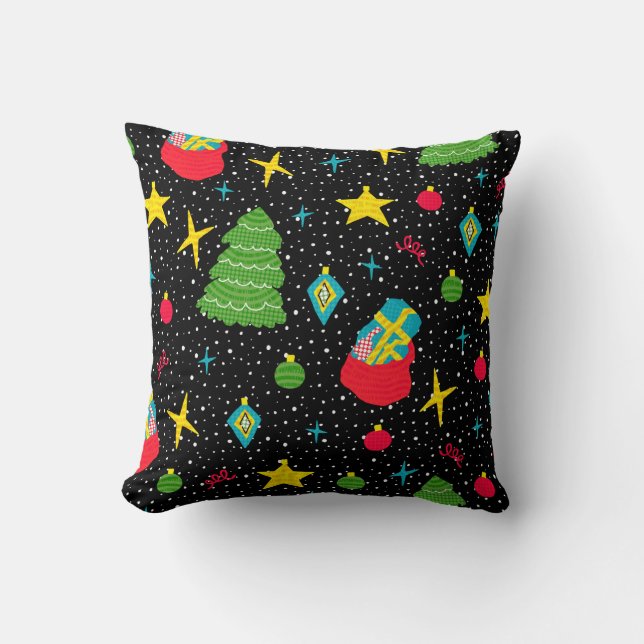 Coussin Nouvel An motif transparent et lumineux avec Noël (Recto)