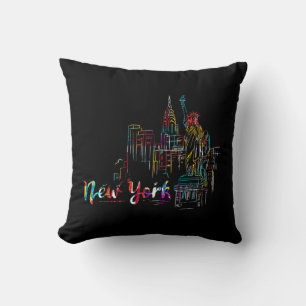 Coussin Nouvelle York Sky Battement de coeur Statue de la 