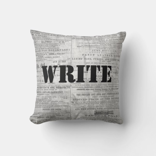 Coussin Nouvelles du journal Imprimer ÉCRIRE Écrivain Jete (Recto)