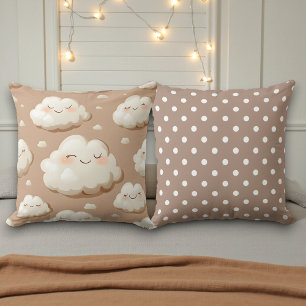 Coussin Nuages avec double face marron et beige