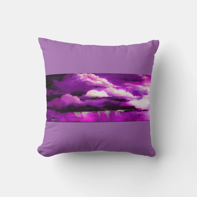 Coussin Nuages de tempête rose (Recto)