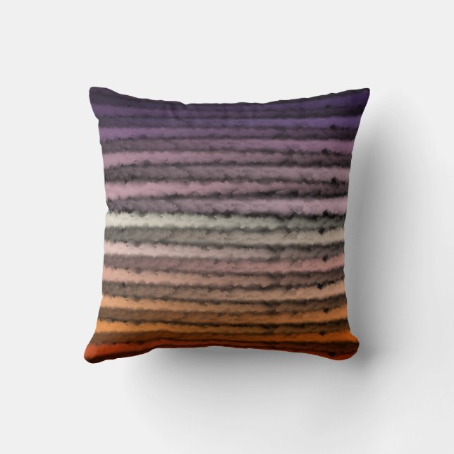 Coussin Nuances D'Aquarelle Salée Orange Et Violet (Verso)