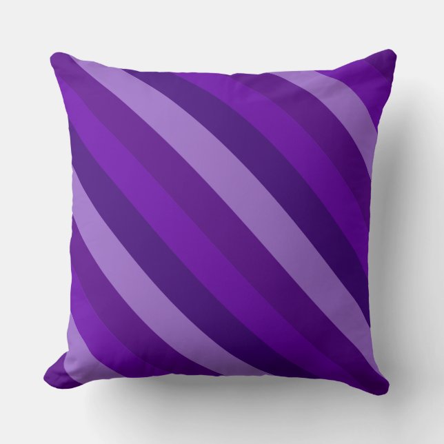 Coussin Nuances de bandes diagonales violettes (Recto)