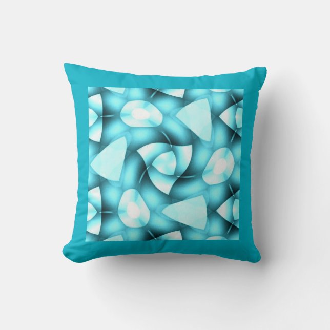 Coussin Nuances de Geometrics tordu par Aqua (Recto)