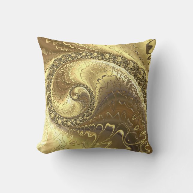 Coussin Nuances d'or fractal (Recto)