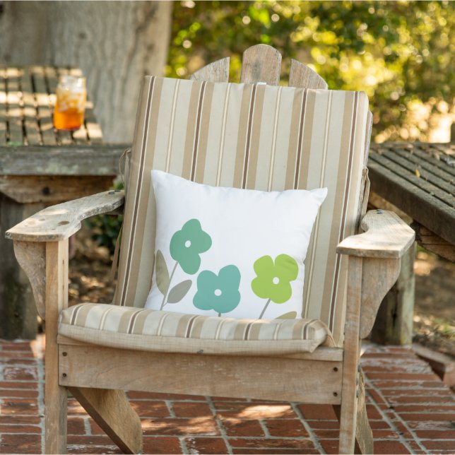 Coussin Nuances modernes de fleurs florales rétro vertes (Chaise)