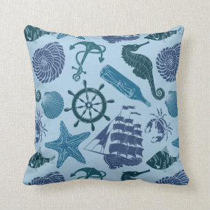Coussin Nuances nautiques de motif bleu