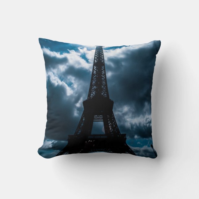 Coussin Nuit Bleue Tour Eiffel Paris Voyage (Recto)