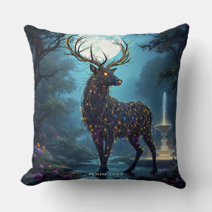 Coussin Nuit de cerf de lune fantaisiste mignonne
